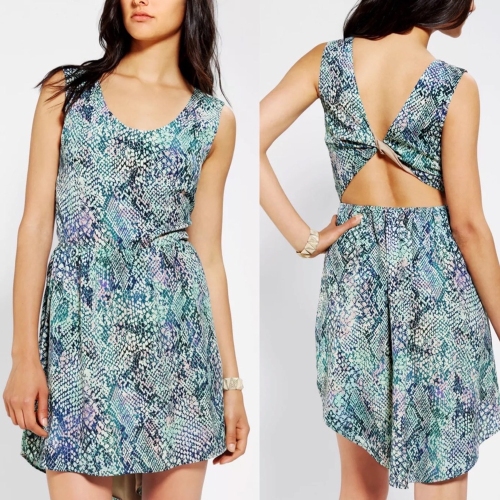 Lovers + Friends Snake Print Knot Back Sleeveless Dress XS